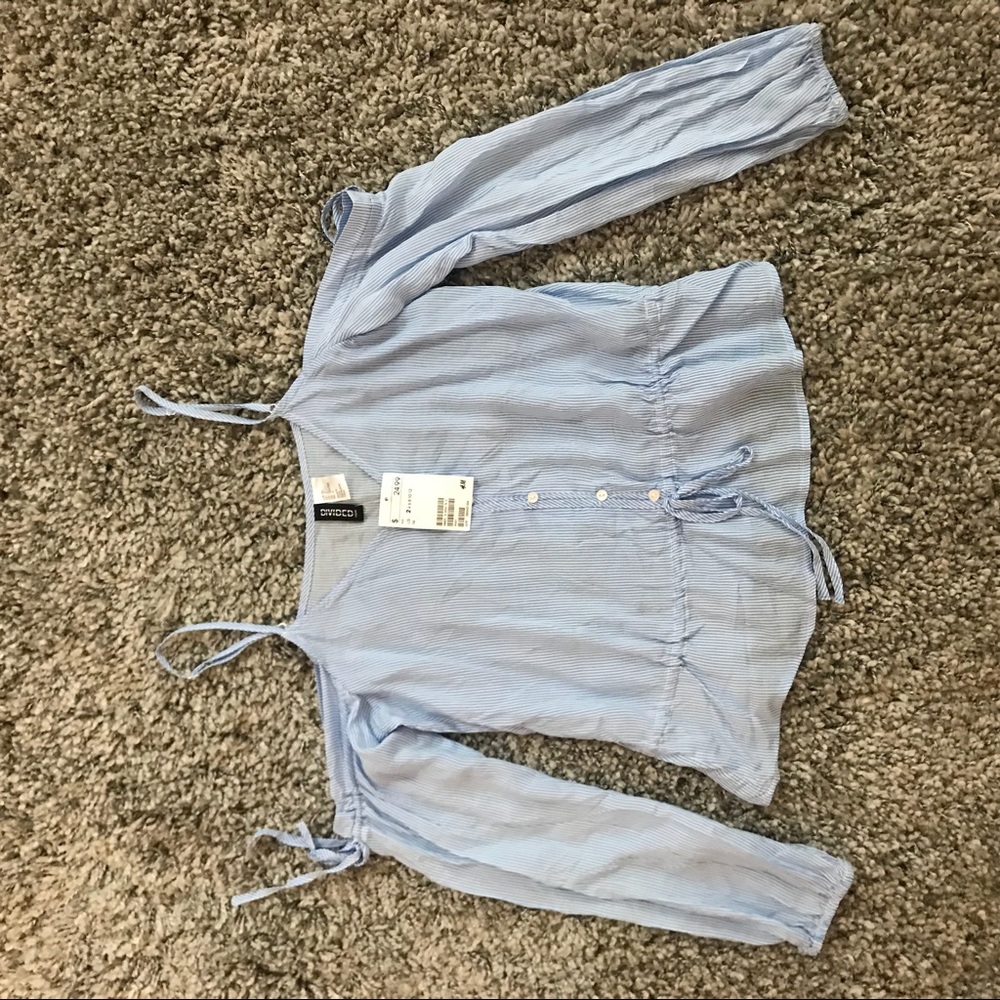H&M New Striped Cold Shoulder Top